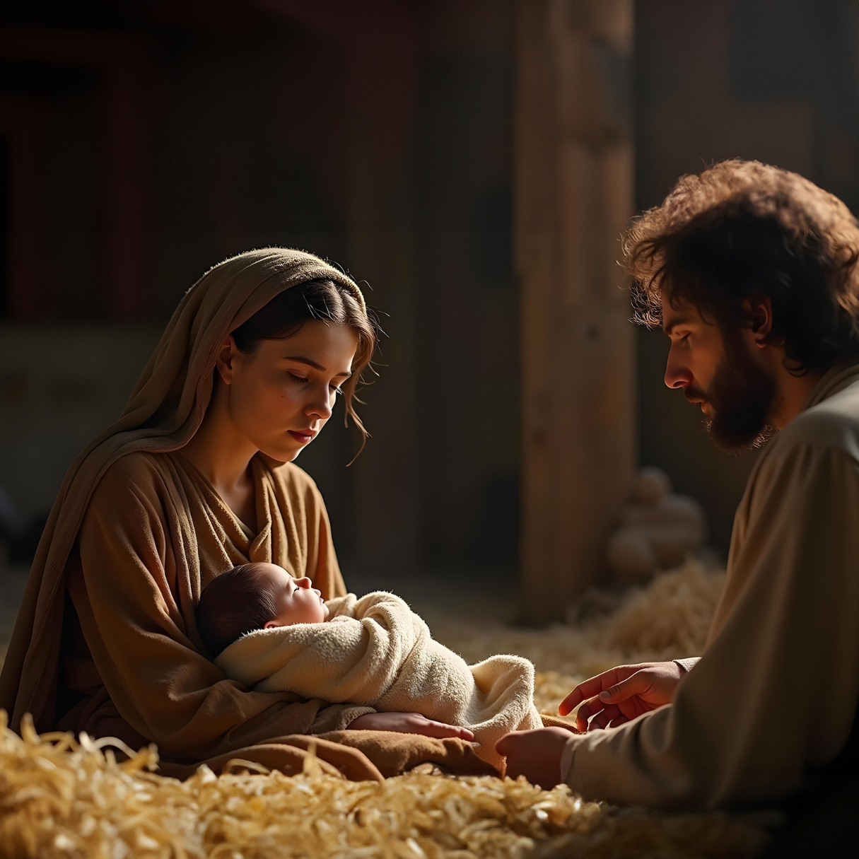 Mary and Joseph, baby Jesus