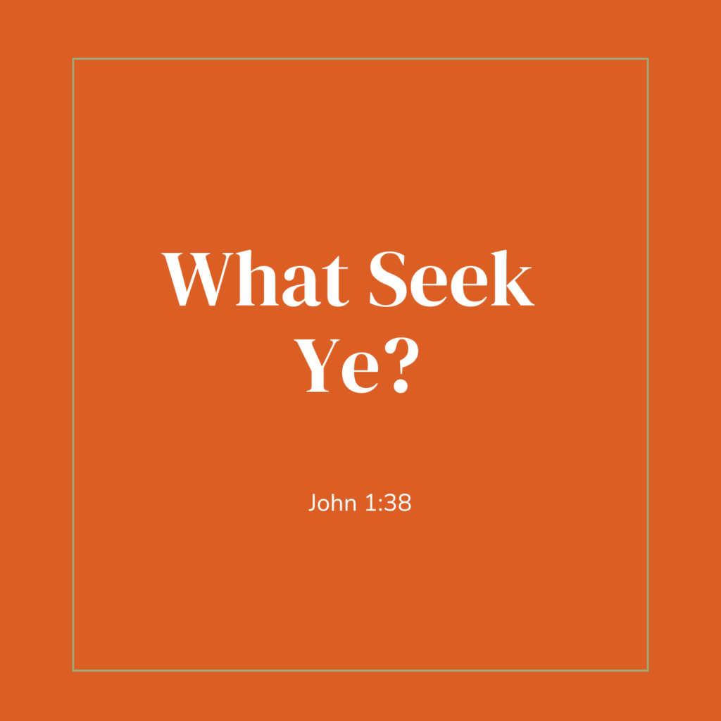 What Seek Ye?